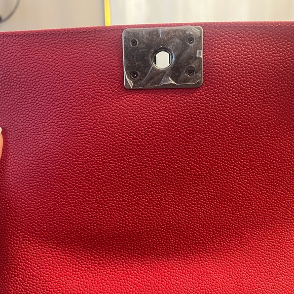 Red Chanel Medium Boy Bag with Ruthenium Hardware - Picture 5 of 11